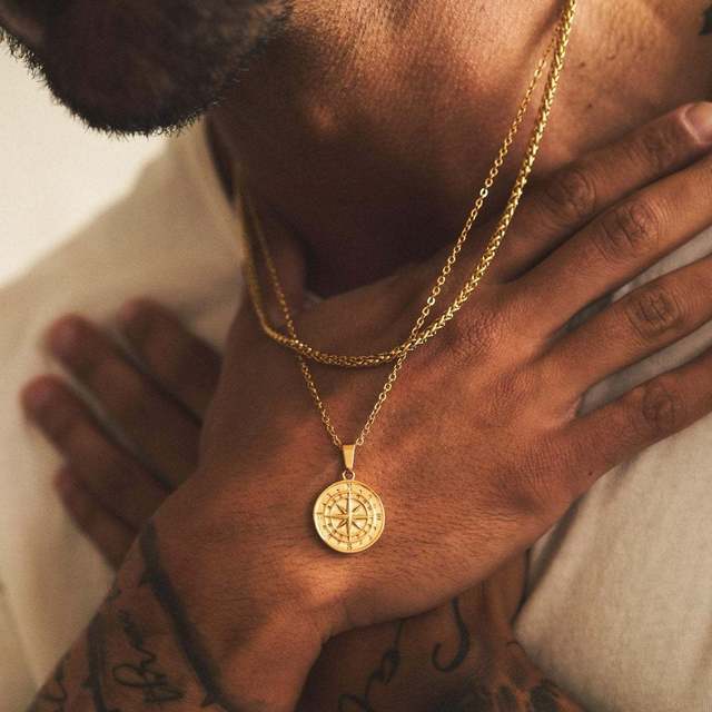 Men's Layered Nautical Travel Compass Pendant Necklace e3940e43 6d40 4fcc 8b61 3aba79c32c39