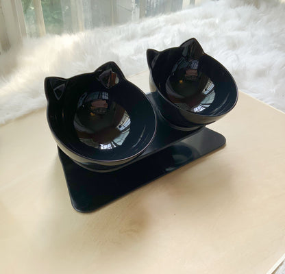 Non Slip Double Cat Bowl With Raised Stand Pet Food Cat Feeder Protect Cervical Vertebra Dog Bowl Transparent Pet Products e3
