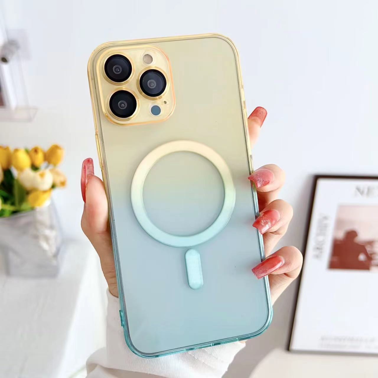 Hot Gradient Two-color Magnetic Phone Case Lens Protector Protective Case - 图片 10