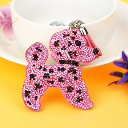 Women's Fashion Flannel Tassel Two-tone Dog Keychain e3f6cd1e c866 45a0 bf4f 4250894adae4