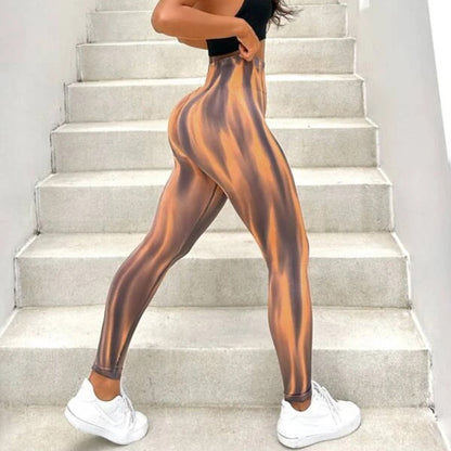 New Tie Dye Aurora Print Sports Pants Seamless High Waisted Fitness Yoga Pants For Women Gym Running Sweatpants Trousers e405