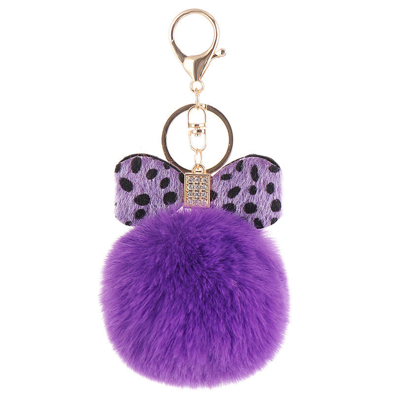 Leopard Bow Fur Ball Schoolbag Pendant Key Chain e41cda20 0be9 408f 8c2b 38f6fb7ce97c