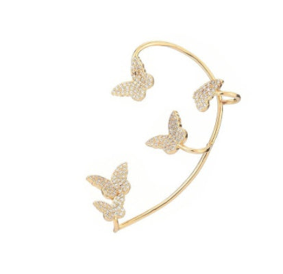 Fashion Gold Metal Butterfly Ear Clips Sparkling Zircon Without Piercing Ear Cuff Clip Earrings For Women Jewelry Gift e42a8e