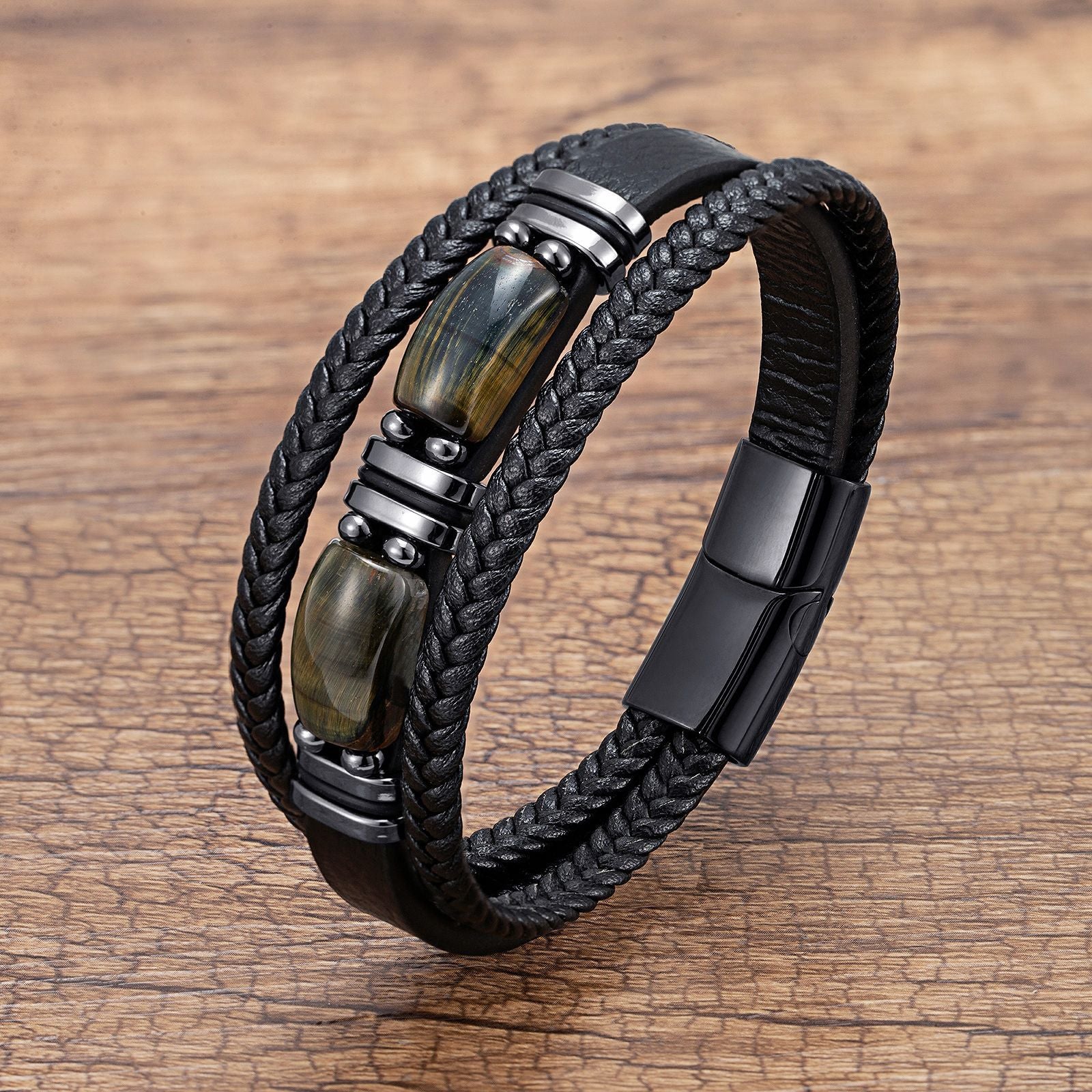 Men's Tiger Eye Bracelet Multilayer Leather Strap e434a82d da68 46a1 816e c1ebba209d34