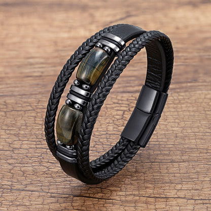 Men's Tiger Eye Bracelet Multilayer Leather Strap e434a82d da68 46a1 816e c1ebba209d34