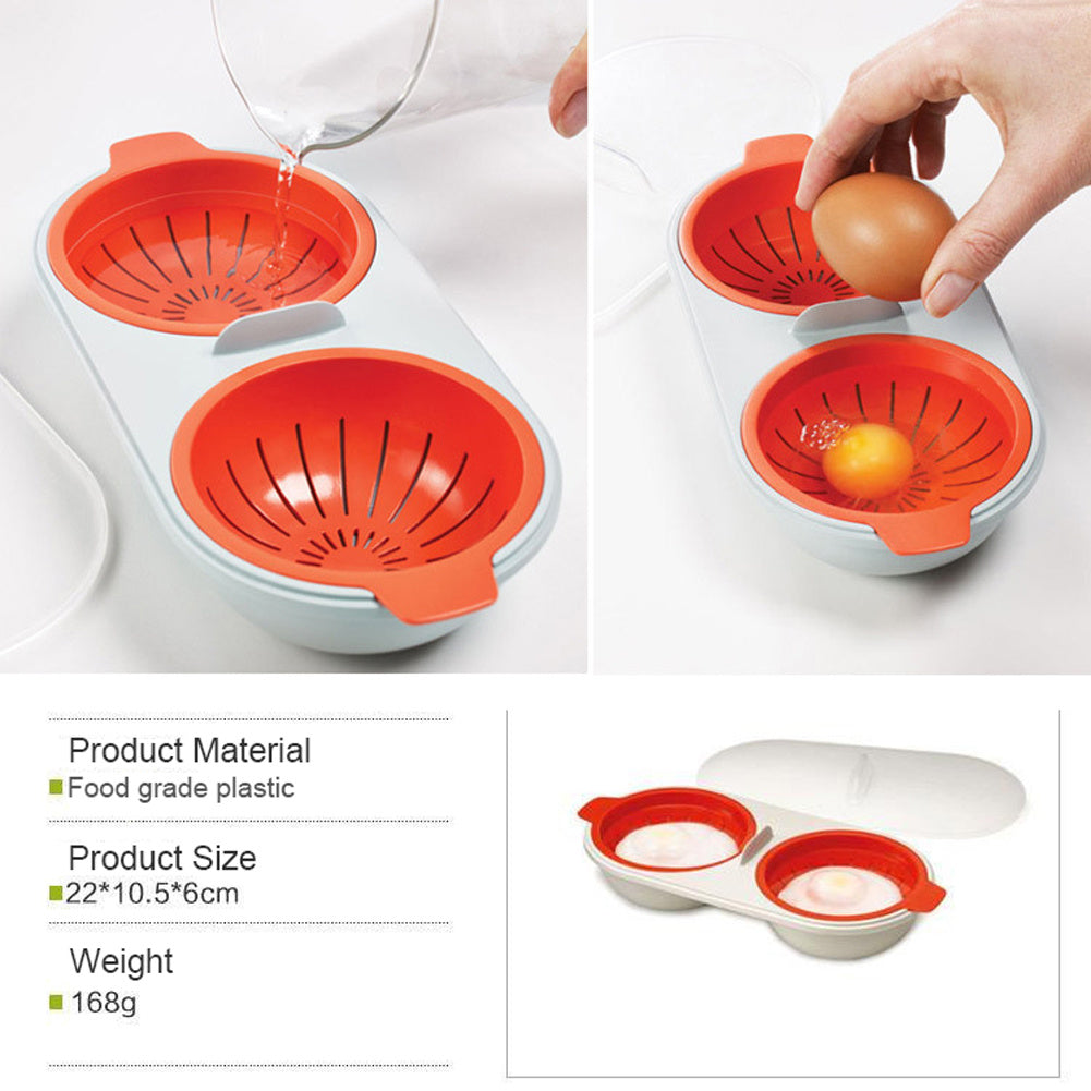 Microwave Egg Poacher Food Grade Cookware Double Cup Egg Boiler Kitchen Steamed Egg Set Microwave Ovens Cooking Tools e437fed