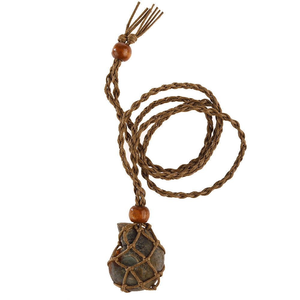 Labradorite Natural Stone Pendant Wrap Braid Necklace Macrame e453e68c 282b 4172 92e2 a88624bdcb37