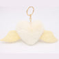 Peach Heart Wings Heart Wool Ball Keychain Pendant e46653ca b2a6 4187 97d9 fef442b57a3a