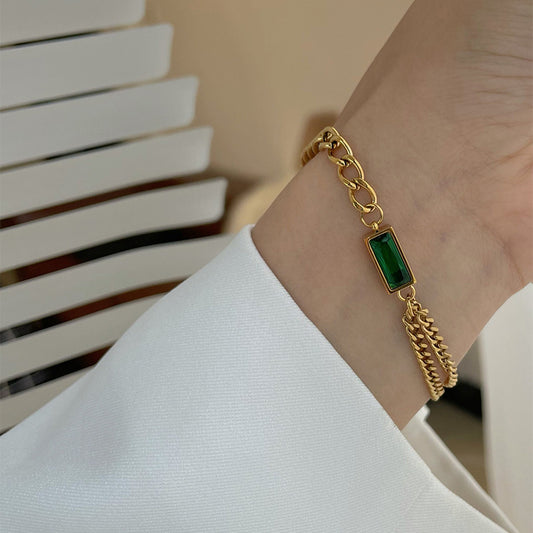 Women's Niche Design Emerald Temperament Bracelet e467cdfb d72f 4cf2 a6c7 077b249651da