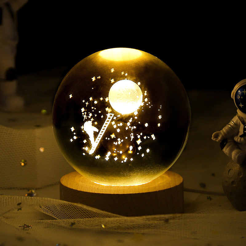 Luminous Starry Sky And Planets Moon Moon Crystal Ball Small Night Lamp Projection Ambience Light Creative Gift New Strange G