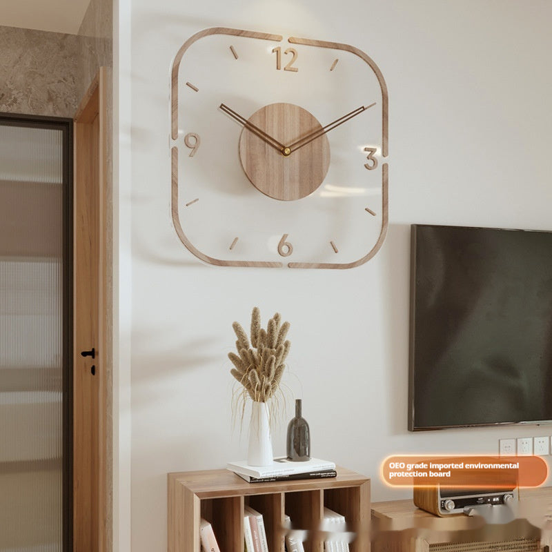Creative Transparent Wooden Frame Wall Clock - 图片 9