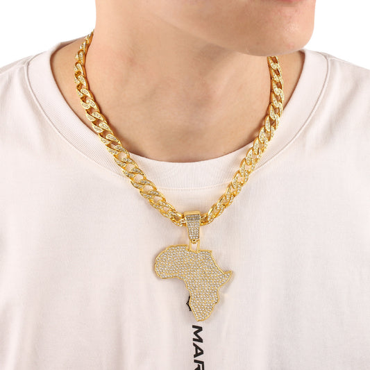 Africa Map Cuba Chain Diamond Personality Fashion Pendant Necklace e4a7c790 879d 4899 a256 244f529526ac