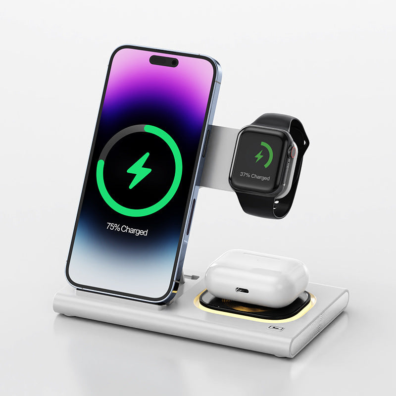 3 IN 1 15W Wireless Charging Charger Magnetic Desktop Night Light Iwatch Fast Charging Stand Gift Customization - HD Wireless Product #6