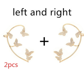 Fashion Gold Metal Butterfly Ear Clips Sparkling Zircon Without Piercing Ear Cuff Clip Earrings For Women Jewelry Gift e4c206
