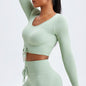 Women's Threaded Lace Tight-fitting Belly Button Sports Top e4c43be7 21c6 4548 a32a df84ce7abdc6