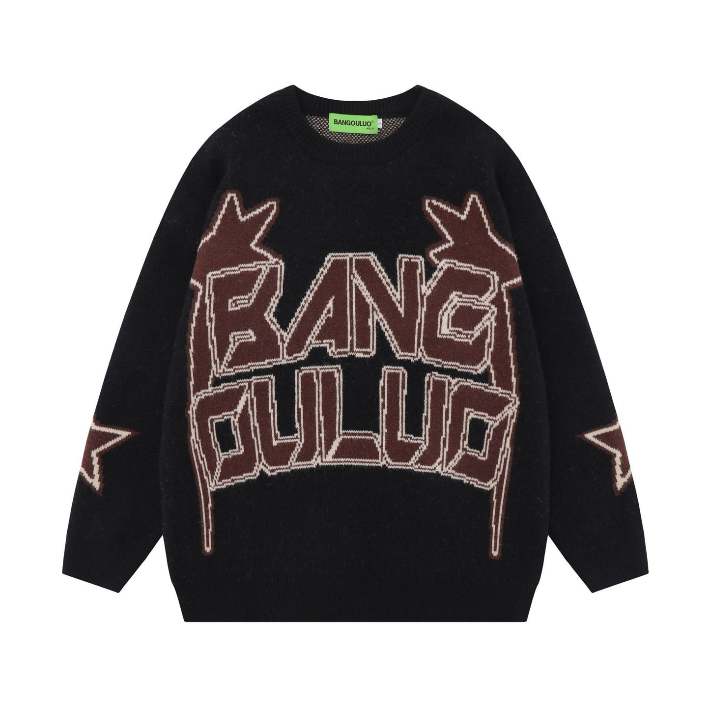 Vintage Star Letters Jacquard Round Neck Sweater e4d6a12c ca3a 487a 88c6 e4ecf0b03033