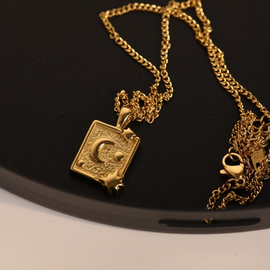 Square Pendant Titanium Steel Necklace Women e51cfacf 5915 4e8e aa96 d4cdf5d2df88