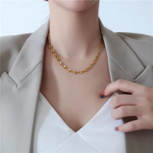 Titanium Steel Coffee Bean Men And Women Simple Necklace e52e2679 7e48 422a 9890 86b64e38fe09