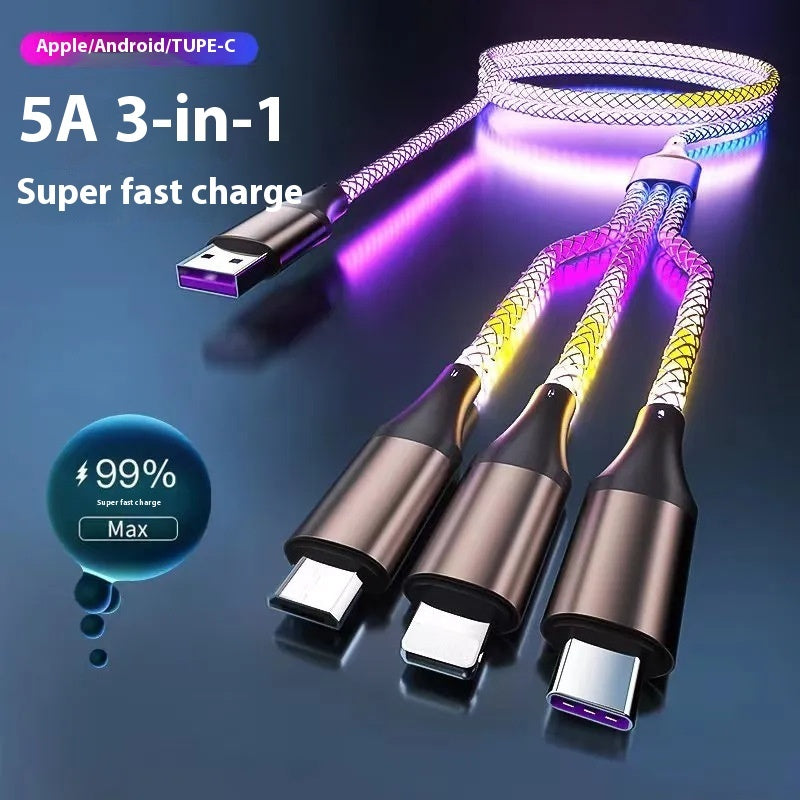 One-to-three Luminous Fast Charging RGB Data Cable - 图片 8