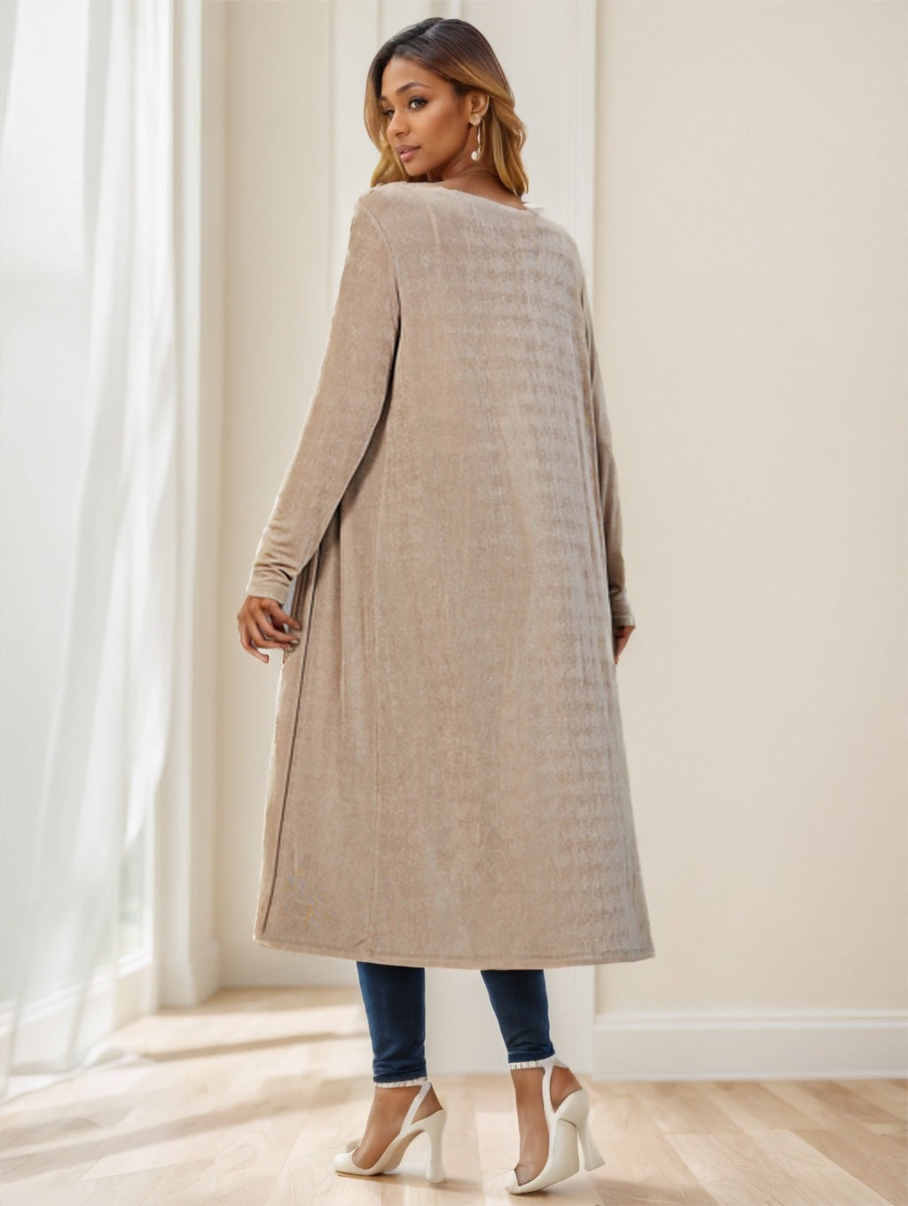 Women's Longline Knitted Cardigan Jacket e558feca 35e7 47c9 957f 1b3af521b4d0