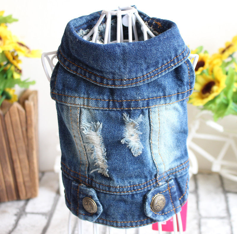 Designer Dog Clothes Small Dog Denim Jacket Coat Cat Costume Puppy Jeans Vest Spring Clothing e5620e2e 7990 4d1f a3e3 c336e3c