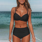 Women's Seaside Swimwear Cross Strap Solid Color Split Swimsuit Bikini e56ab4be 7bf2 4c9b a58d 586e6750c923