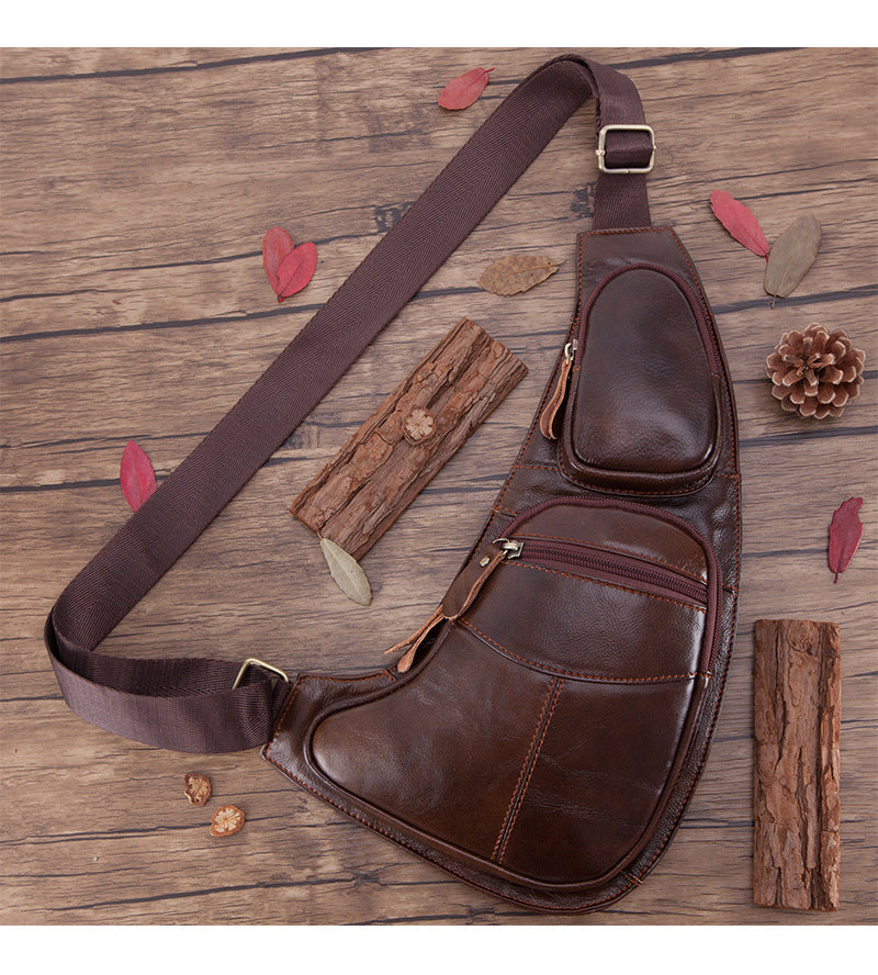 Genuine Leather Men's Crescent Chest Bag First Layer Cowhide e5989cca d1c2 46f5 8d03 effe01f92b6e