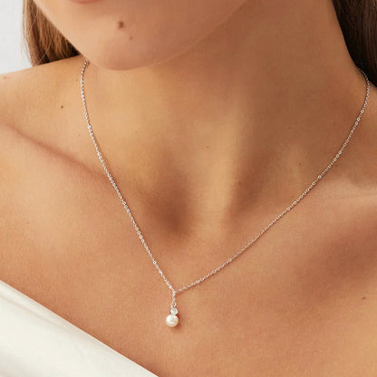 Women's S925 Sterling Silver Classic Pearl Necklace e59a84ef ce63 4e03 bd4e 764431afbeab