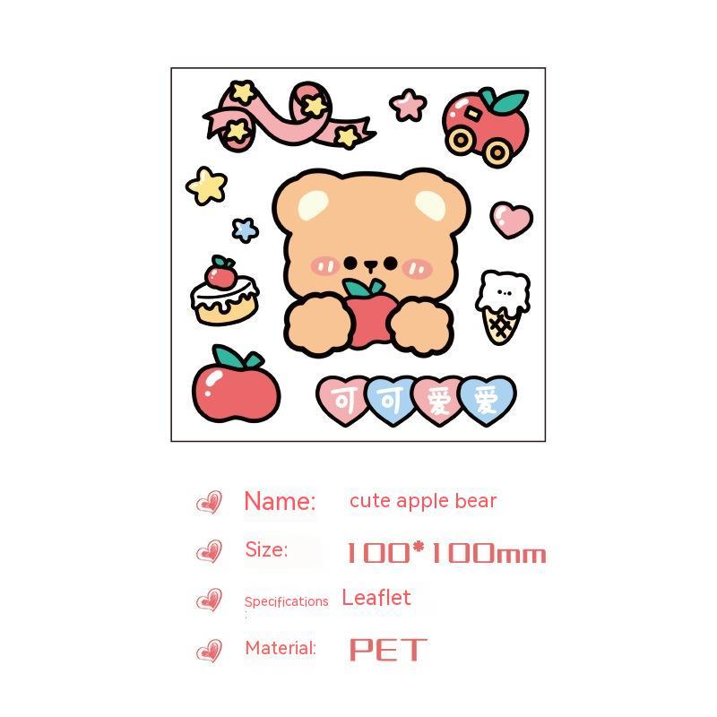 Cute Bear Clear Water Cup Stickers Children's Cartoon Korean Journal Material Mobile Phone Cup Decoration e5a714e7 5b11 41ff 