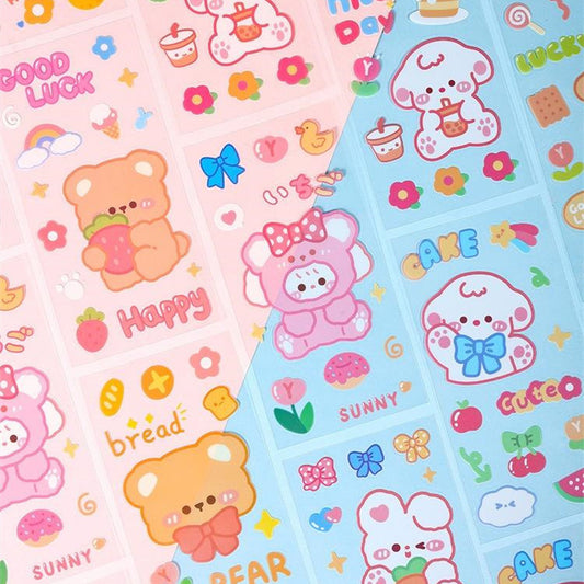 Cute Bear Clear Water Cup Stickers Children's Cartoon Korean Journal Material Mobile Phone Cup Decoration e5d2fbab 3914 480f 