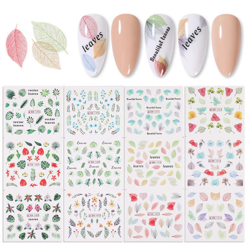 Nail Beauty Water Printing Stickers Sticker Paper Large Leaves Colorful Pattern Fairy Feng Shui Sticker Decorations e5dc1598 