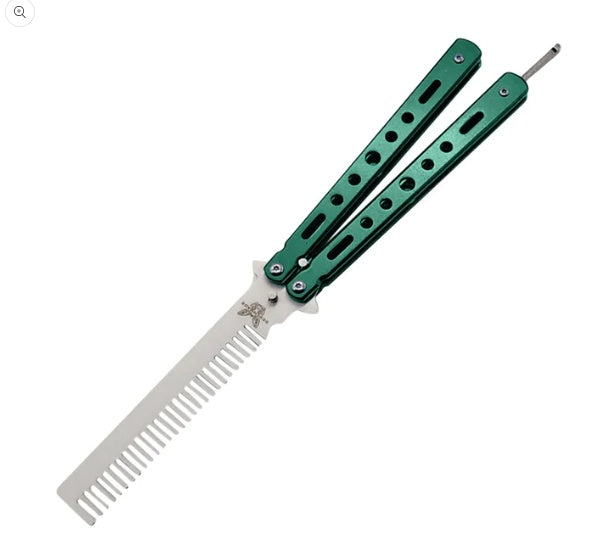 Outdoor Foldable Comb Stainless Steel Practice Training Butterfly Knife Comb Beard Moustache Brushe Salon Hairdressing Hair S