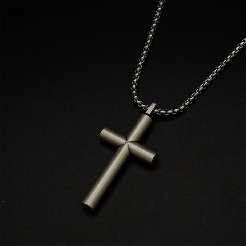 Hip Hop Retro Glossy Cross Titanium Steel Necklace e5f8df09 9a14 456d b1fa d409687f24c0