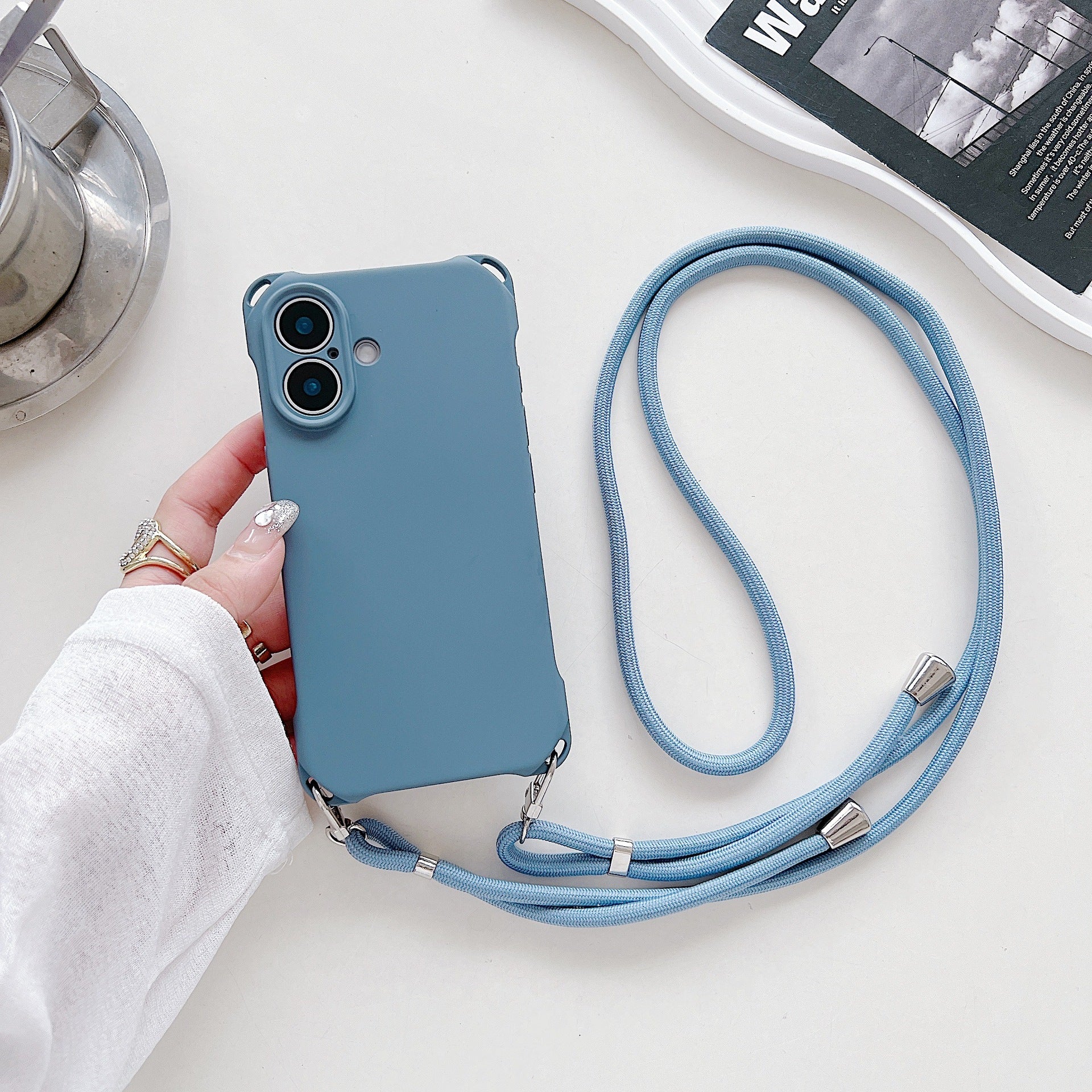 Four-corner Cross Lanyard Liquid Silicone Phone Case Soft Case - 图片 17