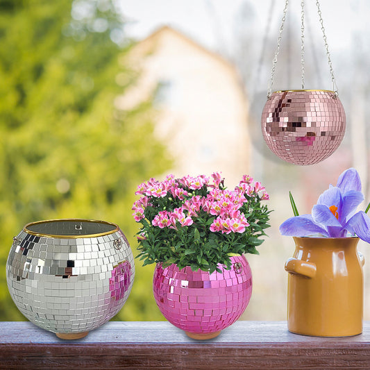 Cross-border Disco Ball Planter Hanging Mirror Spherical Plastic Flowerpot e62364bf 9417 441e 941e 5b3e1485da79