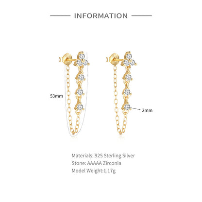 Female Pure Silver Chain Connected Diamond Studded Earrings e63c17e9 b43f 4b80 b204 865589f28550