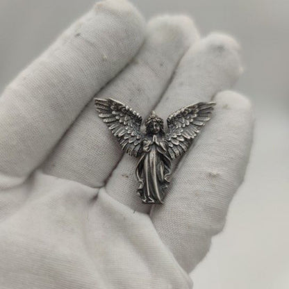 925 Sterling Silver Distressed Little Angel Necklace Cupid Pendant Men Vintage Jewelry - HD Wireless Product #3