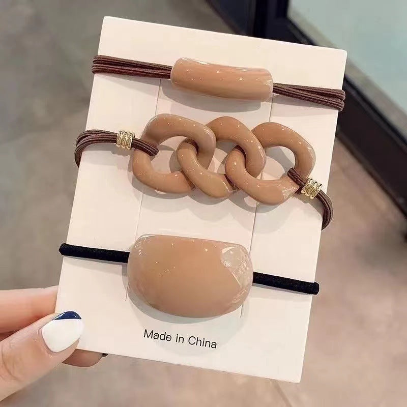 Milk Tea Color Nine-piece Set Hairband For Tying Up Hair Simple Cold Style Temperament e665dfc4 b4af 4e7d ab1e c6fb83cb1610