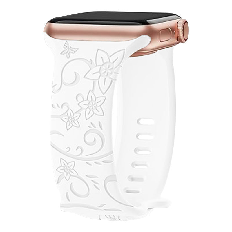 New Laser Carving Embossed Brocade Flower Butterfly Clasp Silicone Strap e6672071 15fd 4891 8ab1 134940bbbfeb beb60cec 7384 4