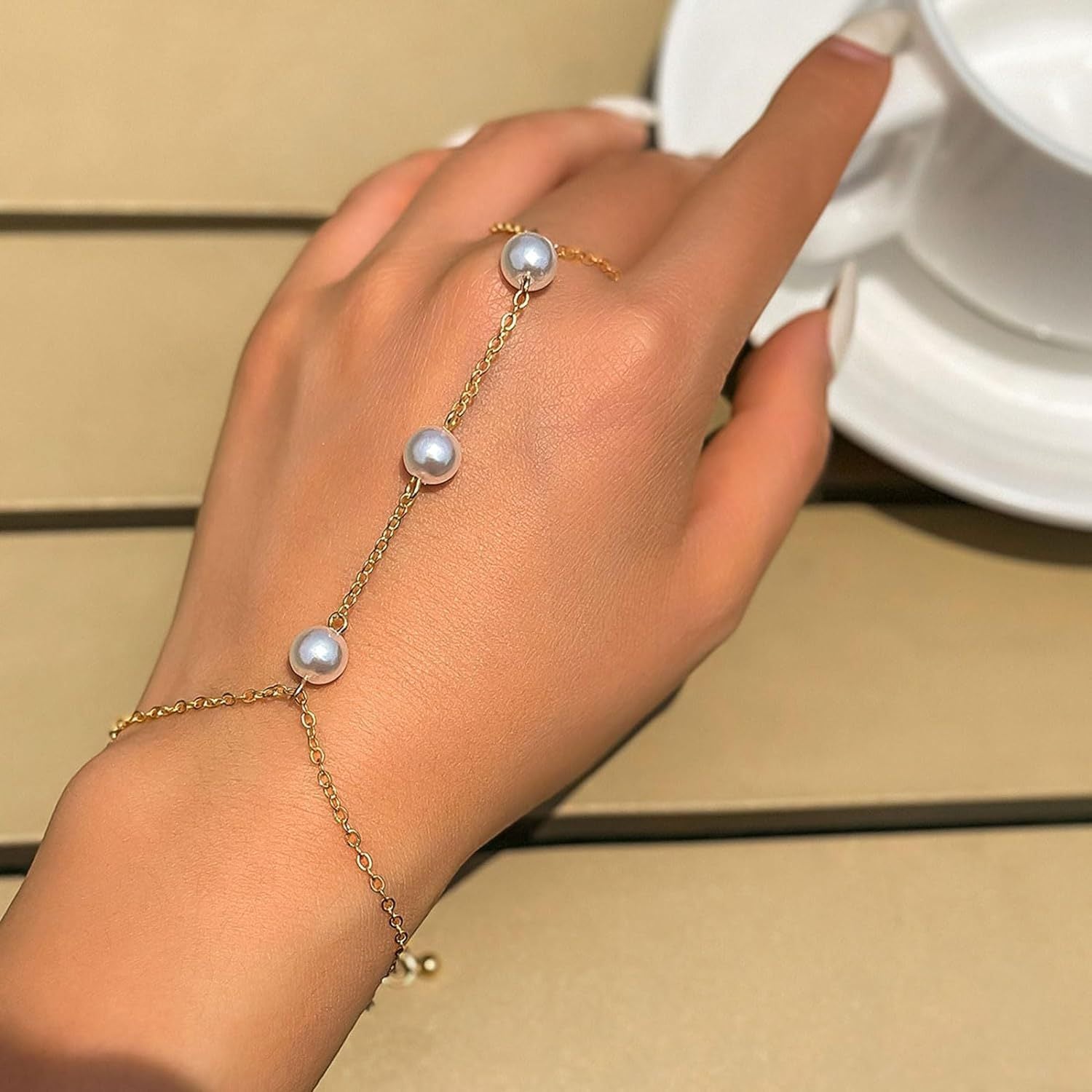Small Rice-shaped Beads Rice Beads Zircon Pearl Ring Chain Love Finger Chain Ornament e66fff0a aea2 435c b832 82b10c3cf644