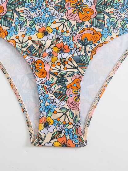 Bikini Sexy Print High Waist Split Swimsuit For Women
