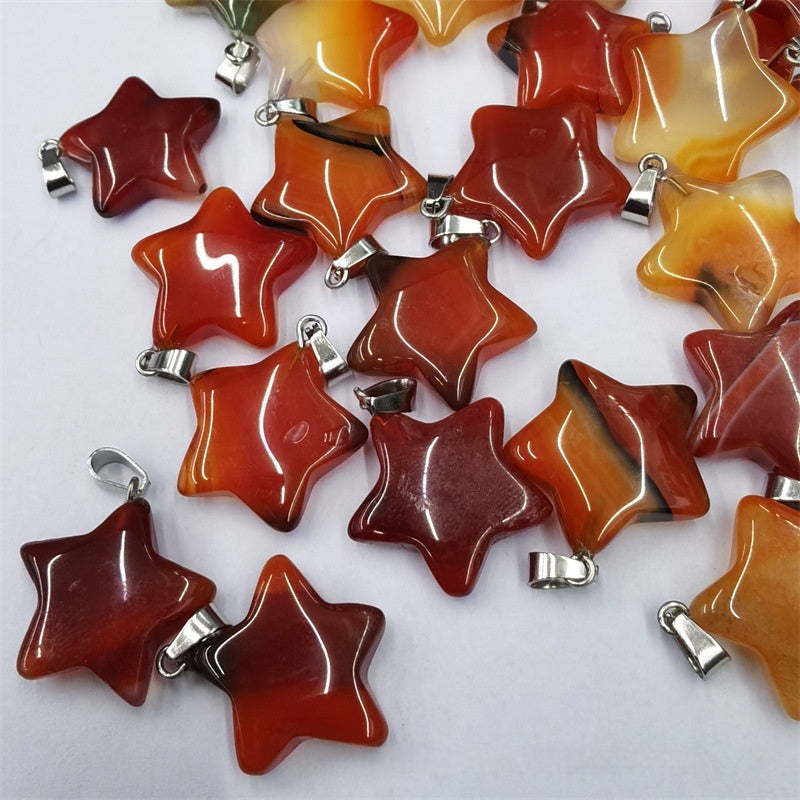 Natural Stone Crystal Agate Shuangbu Face Five-pointed Star Pendant e685d116 bb88 408e 9315 820d8746da3f fine