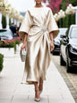 Women's Commuting Elegant Elegant Flower Beads Decorative Satin Design Dress