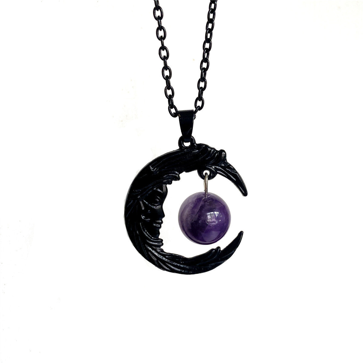 Gothic Face Black Crescent Amethyst Pendant Necklace Earrings e6abefac 9cfd 4ca5 932e c66d185081cd