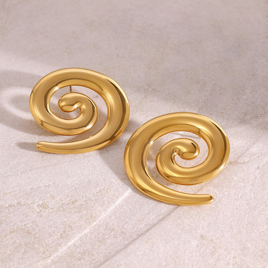 Stainless Steel Plated 18k Gold Threaded Earrings e6b41e1d 519f 4ed9 803f b134c3efd653