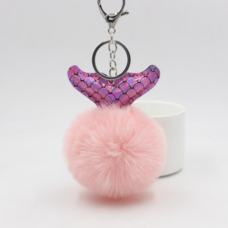 Fish Tail Fur Ball Keychain Creative e6f53f03 9f25 45e5 95fb 88c87231f4b3