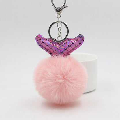 Fish Tail Fur Ball Keychain Creative e6f53f03 9f25 45e5 95fb 88c87231f4b3