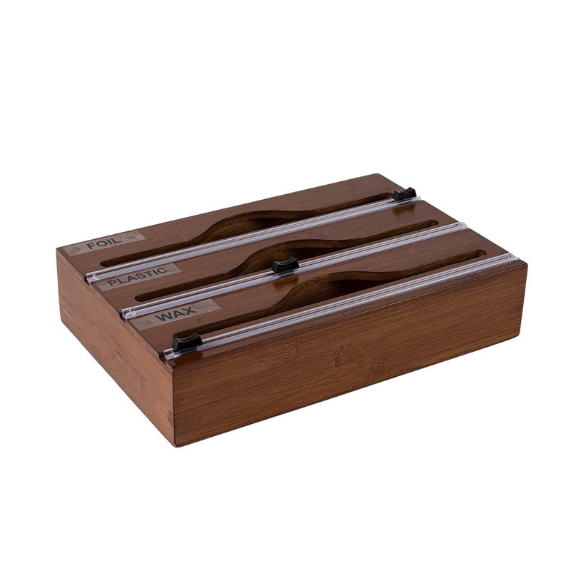 3 In 1 Bamboo Wrap Organizer With Cutter And Labels, Plastic Wrap Aluminum Foil And Wax Dispenser For Kitchen - HD Wireless Product #6