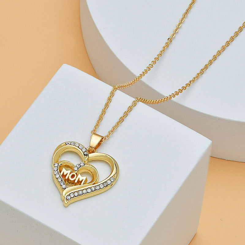 Mother's Day Mom Heart Shape With Diamond Letter Necklace For Women Fine Jewelry Women Accessories Fashion Jewelry e733ba24 d