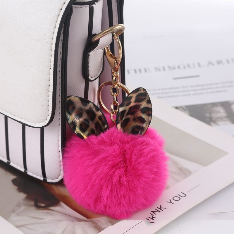 Leopard Print Small Ears Fur Ball Keychain e769f8c1 4d5b 4609 b4f0 305b57ed2a2b